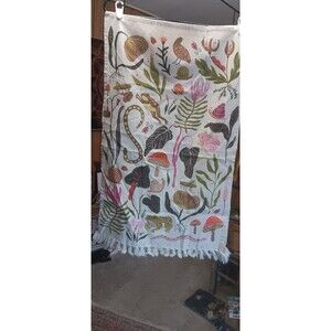 Danica Studio large linen decorative kitchen towels embroidery nature mushroom